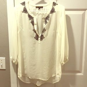 Sheer White Outback Red blouse